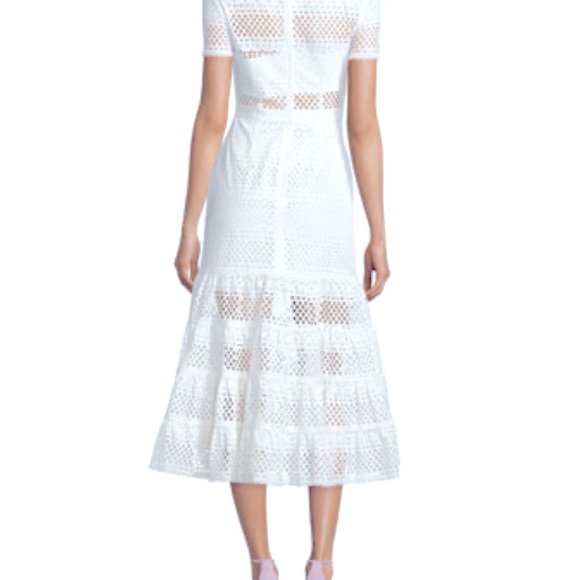 Self-Portrait White  Bea Guipure  Embroidery Lace Midi Dress - Picture 2 of 11